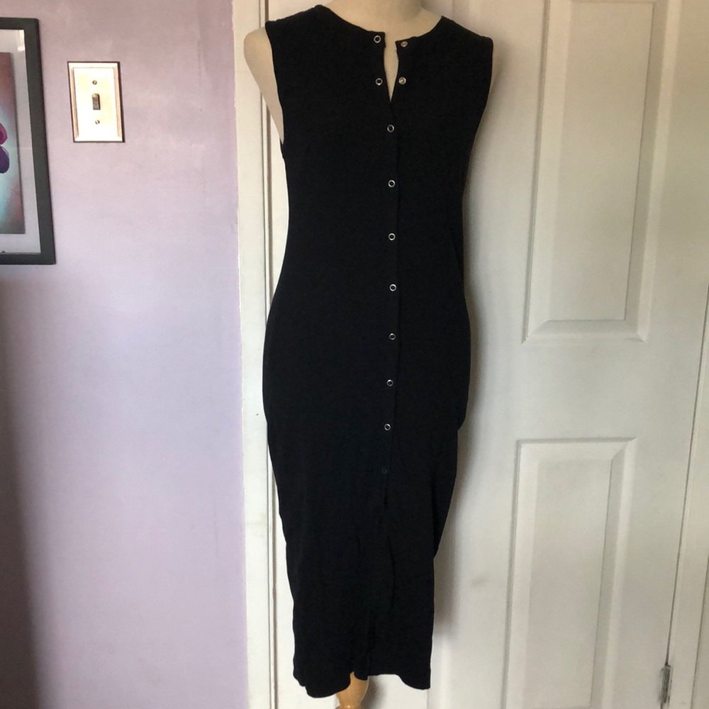 Zara Black Sleeveless Button-Down Dress